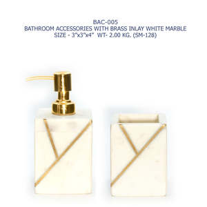 Ensemble de salle de bain en marbre blanc avec incrustations en laiton, fabriqué en Inde, design unique pour la maison, l'hôtel, utilisation en salle de bain, au meilleur prix de gros d'usine - Product Image 2