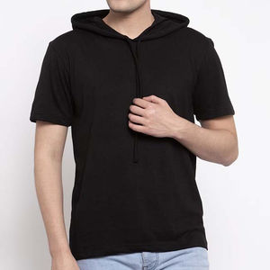 Sudadera con capucha de manga corta de algodón con logotipo personalizado para hombre con estampado de patrón sólido Ropa de gimnasio para sudaderas con capucha de invierno - Product Image 1