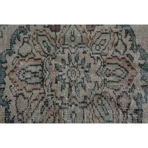 Alfombra de lana turca Vintage de 5,5x9,5 pies, diseño de retazos beige y verde, tejido plano con respaldo de látex para decoración de sala de estar - Product Image 5