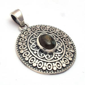 Vente en gros 925 Sterling Silver Labradite Pendentif Naturel Femmes Pierre de Naissance Bijoux de Guérison avec Placage Or - Product Image 2