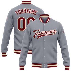 Vente en gros dans l'industrie directe Bomber décontracté hiver personnalisé blanc cramoisi marron veste bicolore Varsity Letterman à bouton-pression - Product Image 6