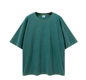 OEM Custom <b>Logo</b> Men Soft Washed Contrast Stitching Vintage Oversize t Shirt - Product Image 4