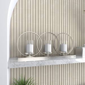 เชิงเทียนโลหะ/แก้วเฮอริเคนรูปทรงวงแหวนที่วางเทียนตกแต่งโต๊ะบ้านและงานแต่งงาน - Product Image 4