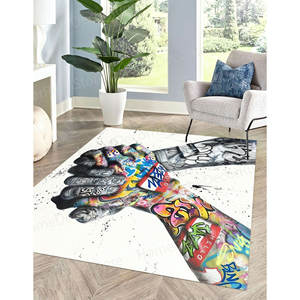 Alfombra con Estampado de Graffiti de Manos, Arte Callejero, Regalo Urbano para el Dormitorio, Alfombra Delgada No Tejida - Product Image 5