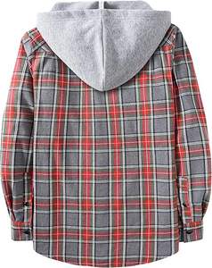 Camisa de Franela con Capucha y Diseño de Logotipo Personalizado 2026 para Hombre, Camisas a Cuadros, Sudadera con Capucha de Manga Larga, Chaqueta con Botones, Camisa de Hombre - Product Image 5