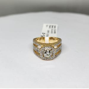 Bague de fiançailles unisexe en or jaune 14 carats plaqué rhodium avec diamant solitaire naturel taille brillant de 0,50 carat, certifiée IGI - Product Image 1