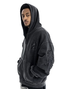 Offres Exceptionnelles : Sweat à Capuche Distressed avec Empiècements Bruts, Style Urbain Hip Hop, Tissu Lourd - Product Image 3