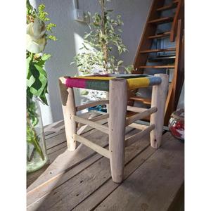 Taburete marroquí hecho a mano, puf otomano, cojín decorativo bohemio, reposapiés tradicional bereber, muebles para la sala de estar. - Product Image 1