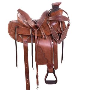 Selle en cuir anglais Western Ridex avec ensemble de punaises de siège dures pour l'équitation équestre confortable - Product Image 2