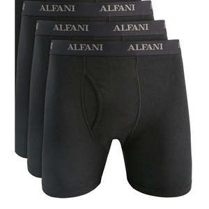 Alfani Men's 5-Pack Mid-Rise <b>Boxer</b> Briefs 100% Cotton Breathable Knitted Fabric Embroidered Logo Sizes XXL & XL <b>Black</b> Color - Product Image 3