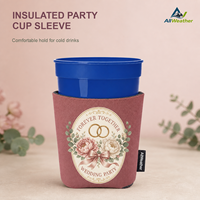 Manchon de tasse de stade pliable en néoprène de 16 oz avec logo personnalisé, imprimé floral vintage, isolant, réutilisable, pour mariage ou cadeau de fête