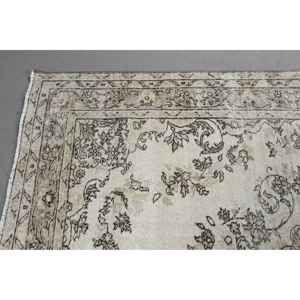 Alfombra de 5,4x8,5 pies, Alfombra Turca Vintage, Alfombra Marroquí Blanca - Product Image 4