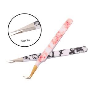 Titanio negro 90 grados 7mm agarre de diamante pinzas de extensión de pestañas de acero inoxidable herramienta de alta belleza con etiqueta privada - Product Image 2