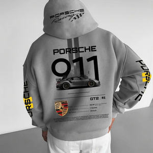 Sudadera con Capucha con Gráfico de Carreras de Fórmula Ferrari, Algodón Premium, Diseño Deportivo, Corte Holgado, Estampado de Alto Impacto, Uso Diario - Product Image 5