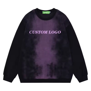 Vente en gros de pulls à capuche vintage pour hommes, sweatshirts à col rond teintés avec logo personnalisé, design avec lettres, manches longues 100% coton - Product Image 2