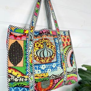 Bolsos Tote Reversibles de Estilo Bohemio, Acolchados, Ligeros, de Algodón, con Correa para el Hombro, Resistentes al Agua, con Cierre de Poliéster, Reutilizables para Uso Diario - Product Image 3