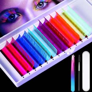 Handmade PBT & <b>Mink</b> Neon UV Glow Lash <b>Extensions</b>-Colorful Volume <b>Eyelash</b> Collection - Product Image 2