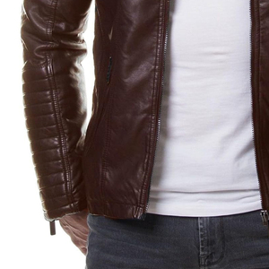 Veste bomber en cuir pour homme, nouvelle arrivée en gros, logo frontal, manches longues, haute qualité, vintage, lavée, 2026 - Product Image 2