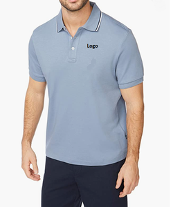 เสื้อโปโลสำหรับเล่นกอล์ฟผู้ชายเสื้อเชิ้ตแบบสวมหัวมีซิปรูดนูนลายนูน50% โพลีเอสเตอร์50% ยอดนิยมเสื้อ1/4แบบยืดได้ - Product Image 1