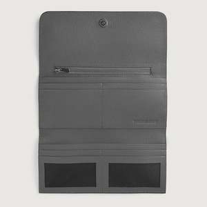 Taylor Grey Handmade Genuine Leather Continental <b>Wallet</b> Business/Casual Style Zipper Closure RFID Feature <b>Long</b> Slim Polyester/PU - Product Image 4