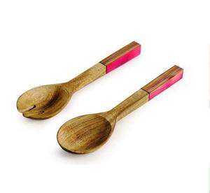 Cuillère en bois élégante Serveurs à salade en bois de manguier Lot de 2 Serveurs à salade en bois Lot de 2 KETCHENWAR UNIQUE FAIT À LA MAIN - Product Image 5