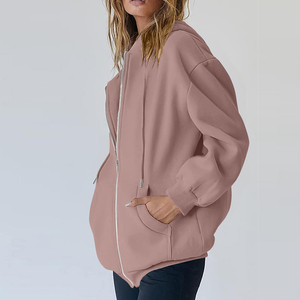Meilleure vente Sweat à capuche oversize léger pour femmes avec fermeture éclair confortable et respirant Vêtements décontractés pour femmes Sweats à capuche avec fermeture éclair - Product Image 5