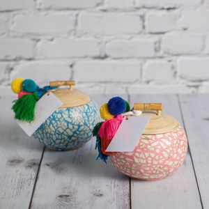 Wholesale From Vietnam Modern Ramadan Eid Gift <b>Box</b> Stylish Bamboo Storage Jar With Painted Finish And Handmade Colorful Tassels - Product Image 3