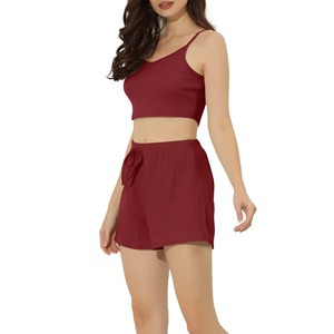 Ensemble court personnalisé nouveaux vêtements d'été ensembles 2 pièces pour femmes shorts et haut court ensembles pour femmes en coton - Product Image 2