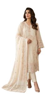 Collection de robes Salwar Kameez / Anarkali coupe droite en tissu Faux Georgette lourd effet Walima avec bordure droite de SIE - Product Image 1