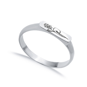 แหวนภาพวาดดอกไม้แบบเรียบทำด้วยมือของผู้หญิง925เงินสเตอร์ลิงทำด้วยมือเครื่องประดับชั้นดี - Product Image 5