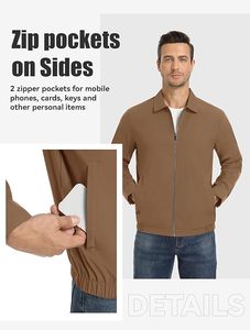 Chaqueta Cortavientos Ligera con Cremallera Completa para Hombre, Chaqueta de Golf Elegante, Ropa de Trabajo Informal - Product Image 4