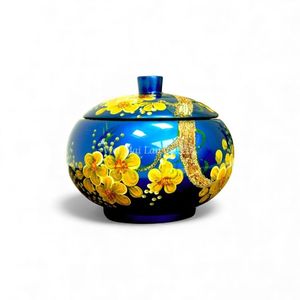 Lacquer <b>Jar</b> Handmade Decorative Storage Container for Home Kitchen Table <b>Bathroom</b> Decor - Product Image 1