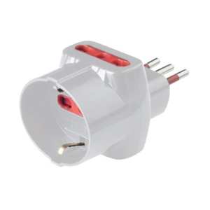Adaptador Triple 10A con 2 Tomas Bipasso y 1 Schuko con Limitador - Product Image 1