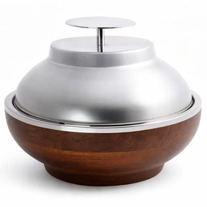 Plat à gratin tendance Ramadan Design moderne de luxe Isolé en métal et couvercle en bois Réchaud alimentaire Buffet Hotpot Casseroles - Product Image 1