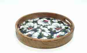 Handcrafted <b>Gold</b> MDF <b>Wood</b> Rectangle Serving Tray Hand <b>Painted</b> Decorative Resin Tray with Model Pattern - Product Image 2