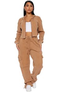 Conjunto Deportivo de Mujer con Pedrería, Sudadera Holgada con Capucha, Estilo Urbano - Product Image 1