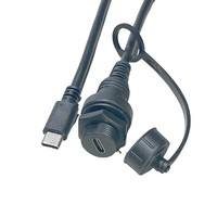 Cable de Extensión USB C Impermeable de 30cm con Montaje Empotrado, Carga Rápida de 3A y Transferencia de Datos para Tablero de Auto, Panel de Barco, Impresora
