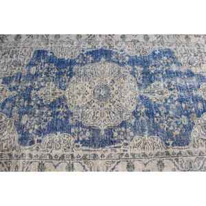 Alfombra Turca Vintage, Alfombra Extra Grande de 3.1x6.3 pies (94x193 cm), Alfombra de Lana con Rayas Azules - Product Image 5