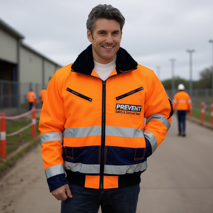 Chaqueta de Piloto Naranja/Azul Marino de Alta Visibilidad con Equipo de Seguridad y Supervivencia PREVENT - Product Image 3