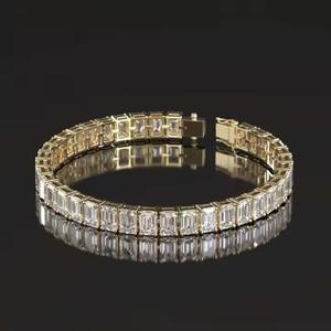 Lab Grown Diamond Moissanite 14K Yellow Gold Tennis <b>Bracelet</b> Unisex for Certified Trendy Shining Star Jewels Price - Product Image 6