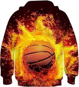 Sudadera con Capucha Bordada por Sublimación para Niños, Estilo Deportivo, Otoño, Talla Grande, Holgada, a la Moda - Product Image 5