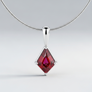 Collar con colgante de rubí geométrico de oro blanco sólido de 10K, pieza de declaración única para mujer, joyería fina personalizada para ocasiones de fiesta - Product Image 5