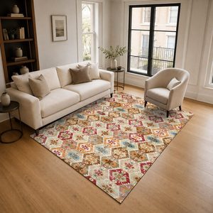 RUGS DEPOT LXDP-0041 Wholesale Red Burgundy Traditional Medallion Digital Printed Machine Washable Chenille Area Rug Non <b>Slip</b> - Product Image 2