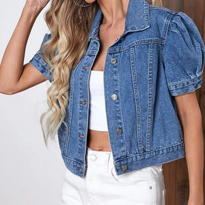 Custom <b>Women's</b> <b>Short</b> Puff <b>Sleeve</b> Denim <b>Jacket</b> Casual Fashion Outerwear for Young <b>Women</b> - Product Image 5