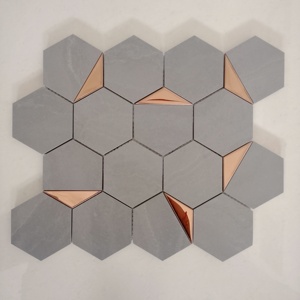 Aurora Bloom หกเหลี่ยม73มม. กระเบื้องโมเสคเคลือบเงาแบบเต็มใบ rooms260x300mm USA สำหรับผนังที่มีสำเนียง - Product Image 6