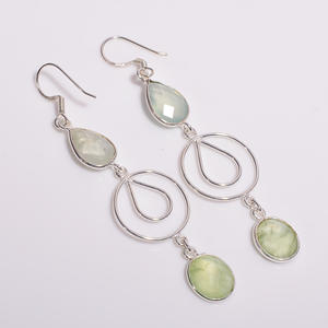 Pendientes colgantes finos de estilo clásico de Plata de Ley 925, piedras preciosas mixtas de Corte rectangular con diseño elegante - Product Image 2