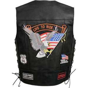 <b>Men's</b> Wholesale Motorbike Genuine Leather Biker Vest Custom Embroidery Patches Street Classic Winter Breathable <b>Waistcoat</b> 2026 - Product Image 4