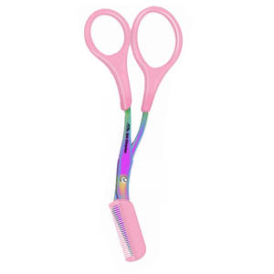 ชุดกันคิ้วสเตนเลสสตีลสีชมพู2ชิ้นความแม่นยำระดับมืออาชีพกรรไกรตัดคิ้วกันลื่นพร้อมหวี - Product Image 6