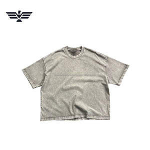 T-shirt Homme 2026 Coupe Droite Lavée avec Col Tricoté, Style Vintage Délavé à l'Acide, Streetwear de Haute Qualité, Impression Écologique - Product Image 4