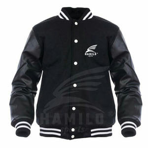 Chaqueta Varsity Letterman con mangas de cuero y lana para hombre y mujer, con decoración de botones, logotipo bordado personalizado para invierno - Product Image 3